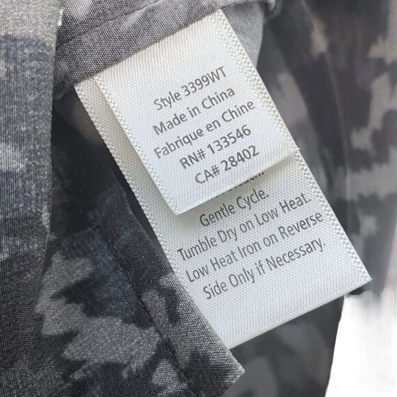 ECRU STYLE Womens Silk Blouse Size XS Gray Camo Long Sleeve Top Button up - Picture 14 of 15